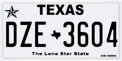 TX license plate DZE3604