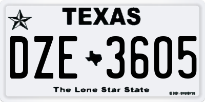 TX license plate DZE3605