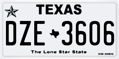 TX license plate DZE3606