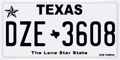 TX license plate DZE3608