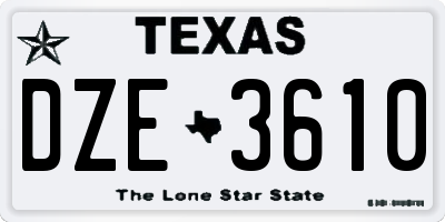 TX license plate DZE3610