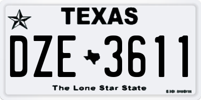 TX license plate DZE3611
