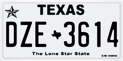 TX license plate DZE3614
