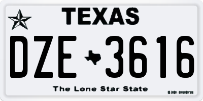 TX license plate DZE3616