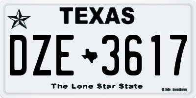 TX license plate DZE3617