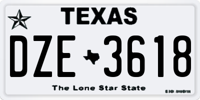 TX license plate DZE3618