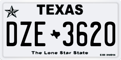 TX license plate DZE3620
