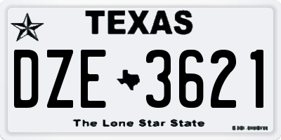TX license plate DZE3621