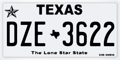 TX license plate DZE3622