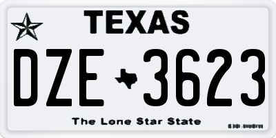 TX license plate DZE3623