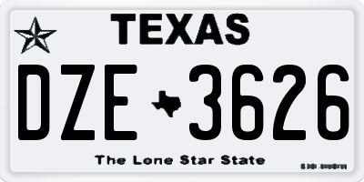 TX license plate DZE3626