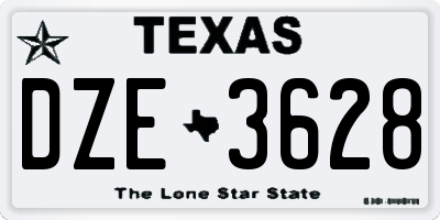 TX license plate DZE3628
