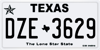 TX license plate DZE3629