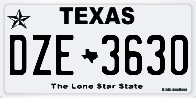 TX license plate DZE3630