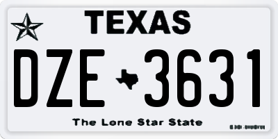 TX license plate DZE3631