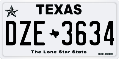 TX license plate DZE3634