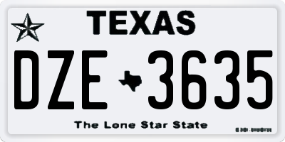 TX license plate DZE3635