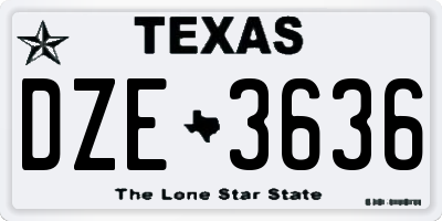 TX license plate DZE3636