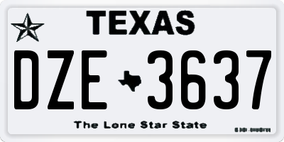 TX license plate DZE3637