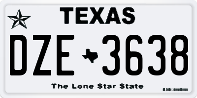 TX license plate DZE3638