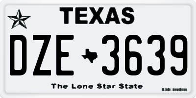 TX license plate DZE3639