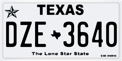 TX license plate DZE3640