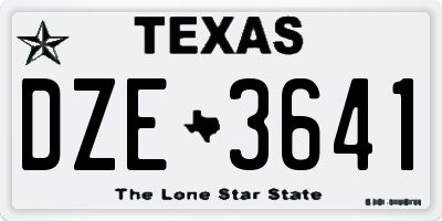 TX license plate DZE3641