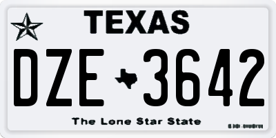TX license plate DZE3642
