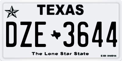 TX license plate DZE3644