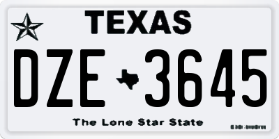 TX license plate DZE3645