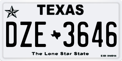 TX license plate DZE3646