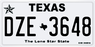 TX license plate DZE3648