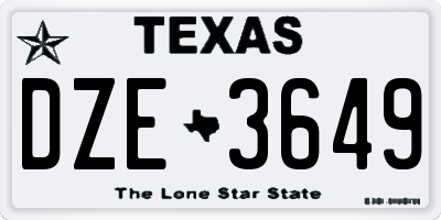 TX license plate DZE3649