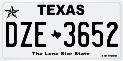 TX license plate DZE3652