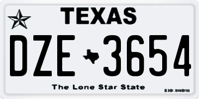 TX license plate DZE3654