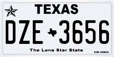 TX license plate DZE3656