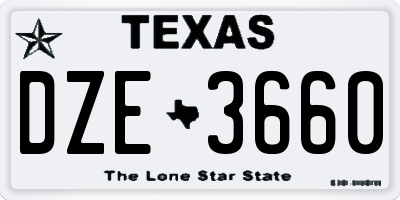 TX license plate DZE3660
