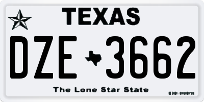 TX license plate DZE3662