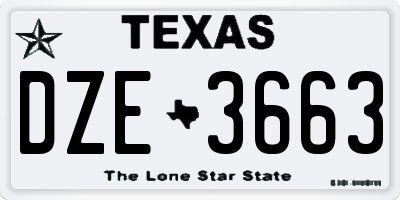TX license plate DZE3663