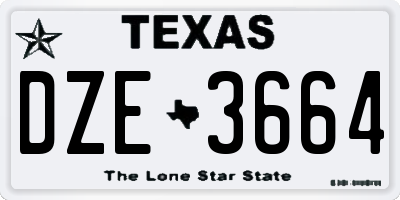 TX license plate DZE3664