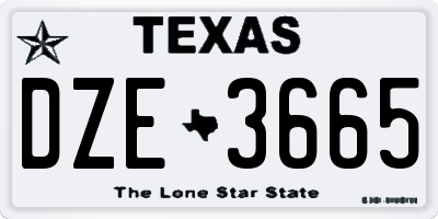 TX license plate DZE3665