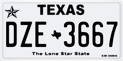 TX license plate DZE3667