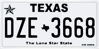 TX license plate DZE3668