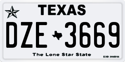 TX license plate DZE3669