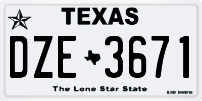 TX license plate DZE3671