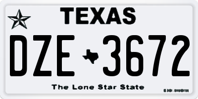TX license plate DZE3672