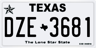 TX license plate DZE3681