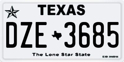 TX license plate DZE3685