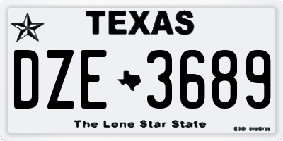 TX license plate DZE3689
