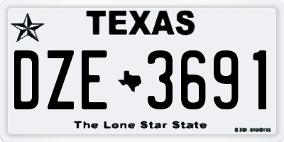 TX license plate DZE3691